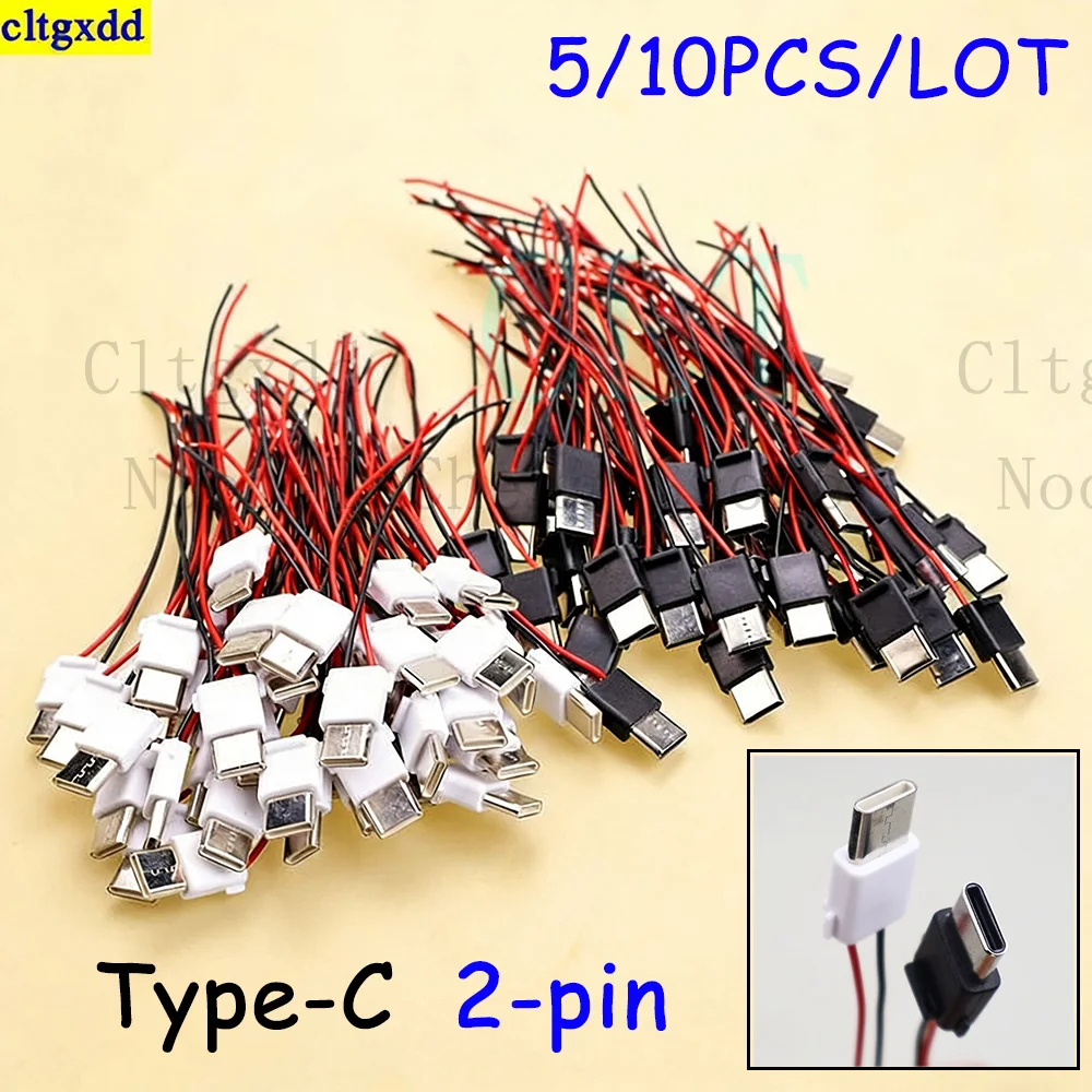 

Cltgxdd 5-10piece Type-C welding cable male head waterproof 2-pin 5A wired high-current plug waterproof connector