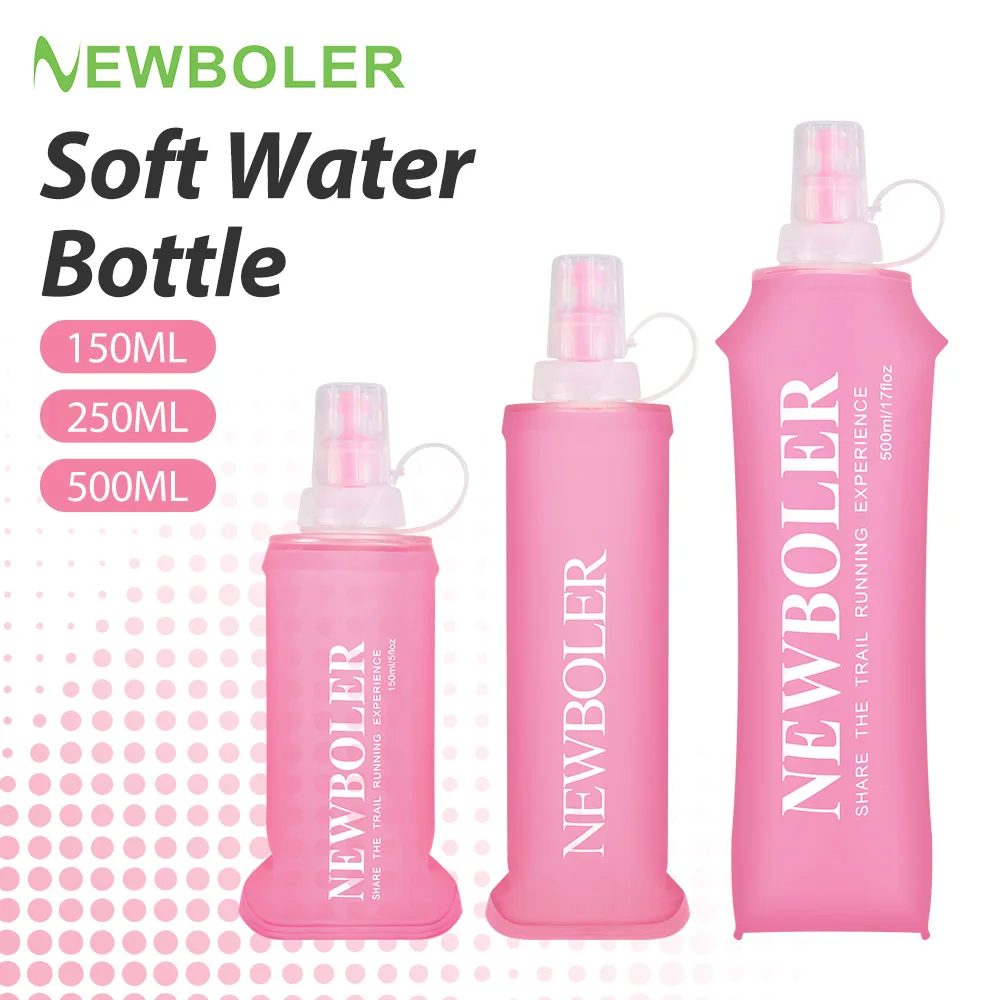 NEWBOLER-botella de agua de 150/250/500ml, matraz blando plegable de TPU para deportes al aire libre, senderismo, Camping, correr, botella de agua blanda portátil
