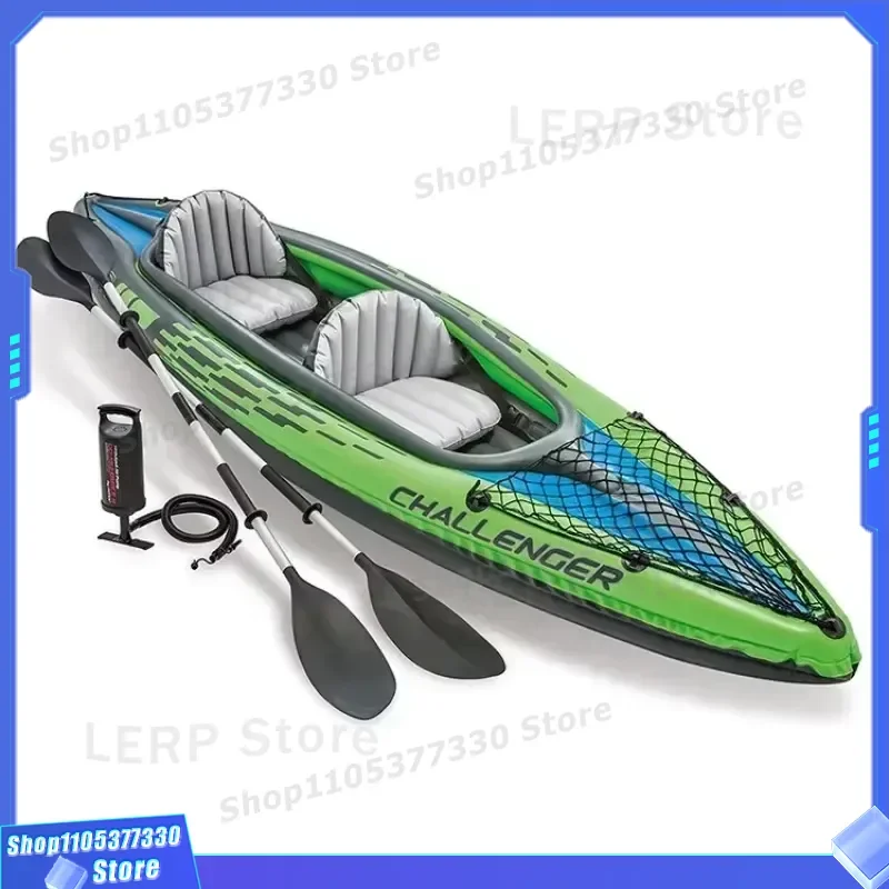 2 Persons Inflatable Kayak Fishing Boat Portable Kayaking Water Sports with Paddle Pump and Bag Boat Accessories