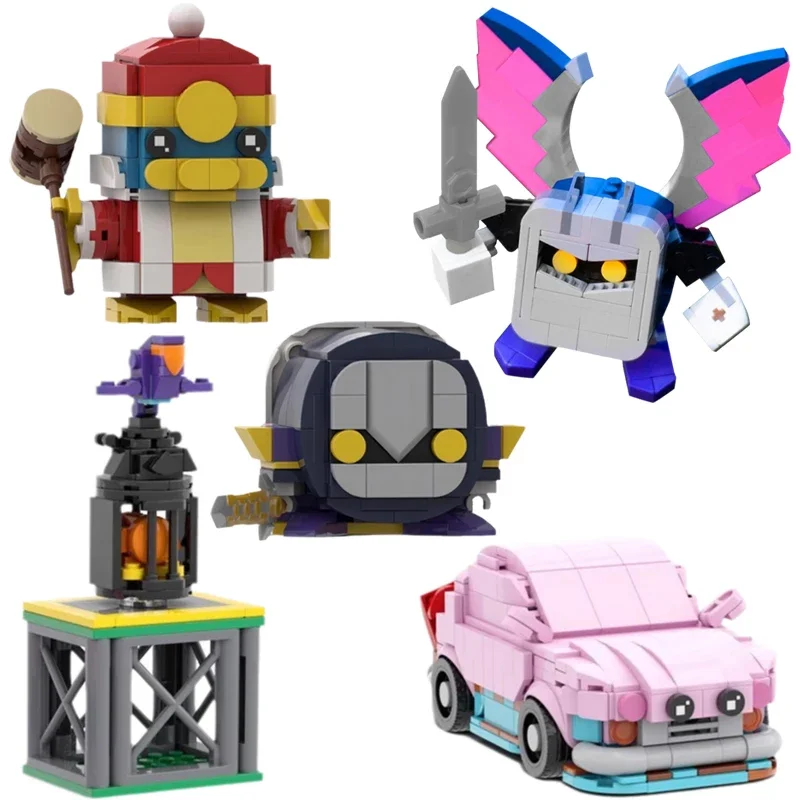 MOC Anime Character Kirbyeds Meta Emperor Knight Brickheadz Building Blocks Set Cute Pink Car Mouth Model Kids Puzzle Toys Gifts