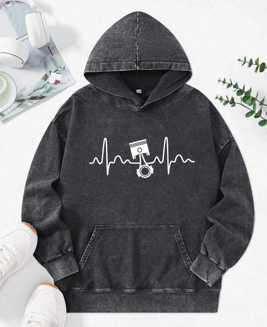 Simple Line Pattern   Printing Washed Clothing Fashion  Loose Hoodie Cotton Autumn Hoody Simplicity Fashion Sportswear Unisex