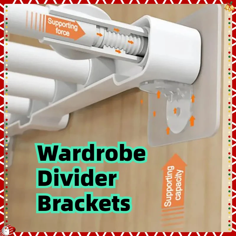 2025年ベストセラー 4/10個入り ワードローブ仕切りブラケット – 跡が残らない粘着式、滑り止め層付き キッチンキャビネット/クローゼット用
