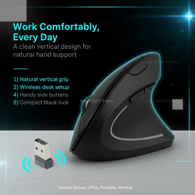 Vertical Mouse Ergonomic Wireless Mouse Rechargeable Bluetooth Battery Powered Suitable For Laptop Desktop Computer Office Mouse