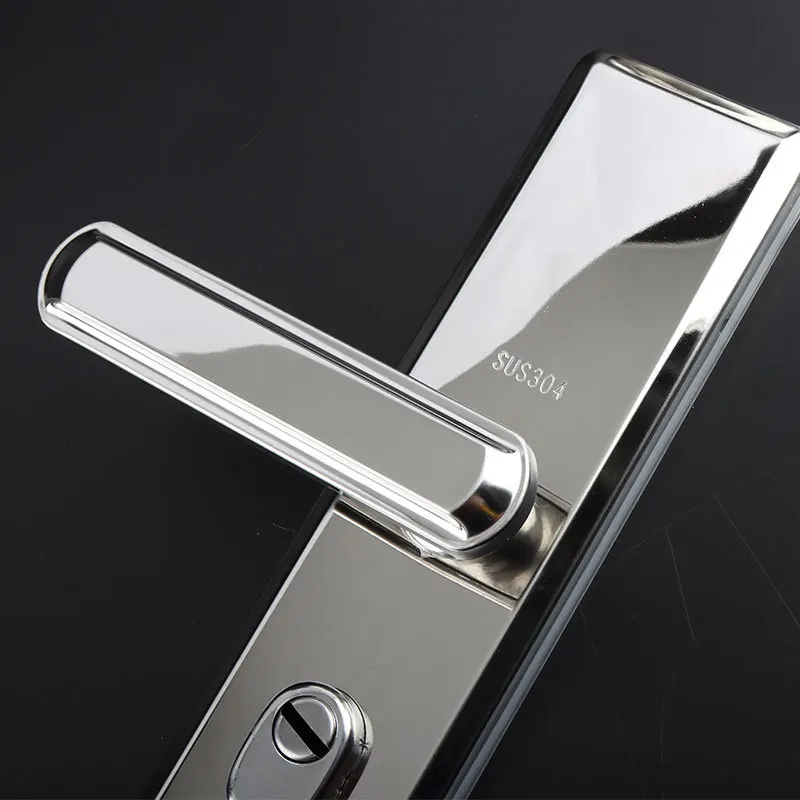 Mirror 304 Stainless Steel Handle Anti-theft Door Lock Thickened Panel Entry Door Handle Lock Accessories