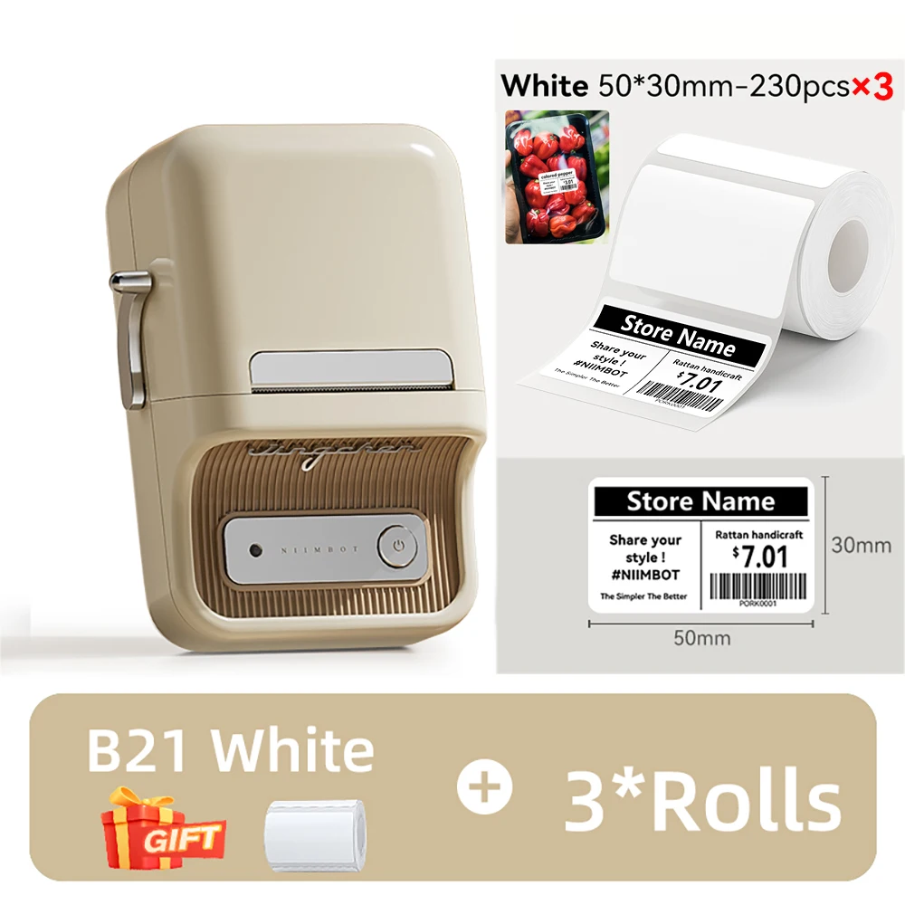 NiiMbot B21 B21 PRO Bluetooth zelfklevende labelprinters Mini thermische printer Draadloze barcodelabelmaker voor kantoorkleding