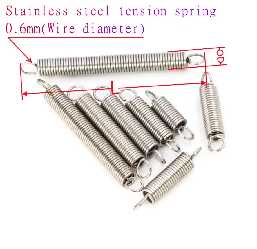 10PCS Wire diameter 0.6mm stainless steel Tension extension spring outer diameter 4mm 5mm 6mm length 15mm to 80mm