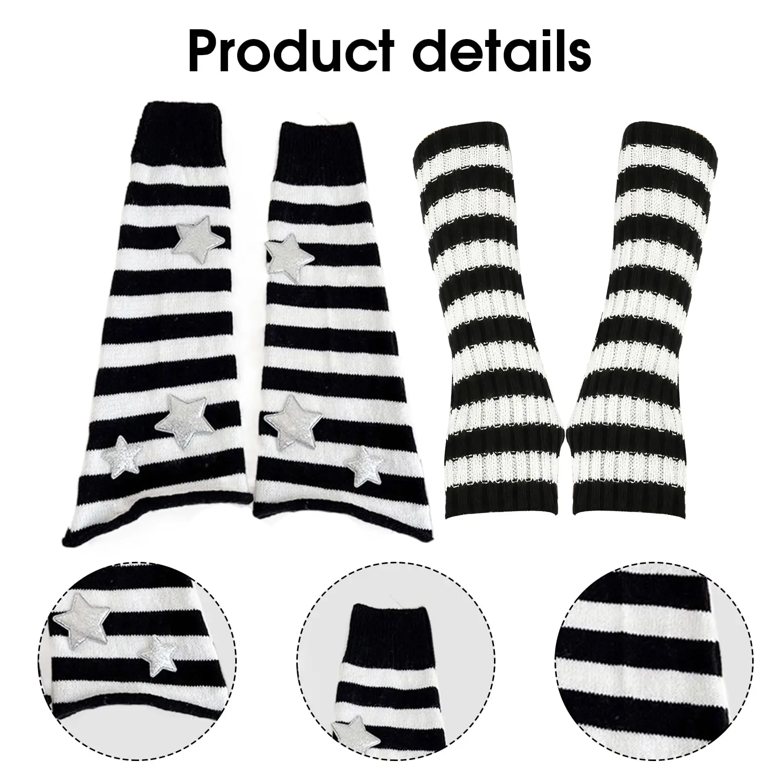 طقم مكون من زوجين من أكمام تدفئة الساق للسيدات Y2K - إكسسوارات رقص كلاسيكية قابلة للتمدد، ملابس عصرية على طراز الشارع للفتيات #5