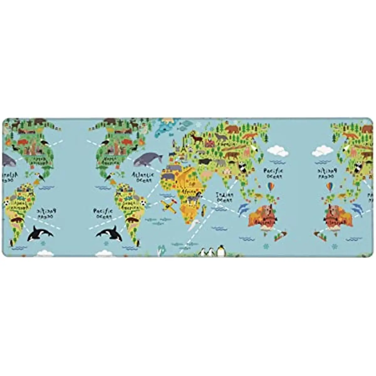 

World Map Mouse Pad Desk Mat Large Gaming Mousepad 31.5 X 11.8 Inch with Stitched Edges Non Slip Base Durable