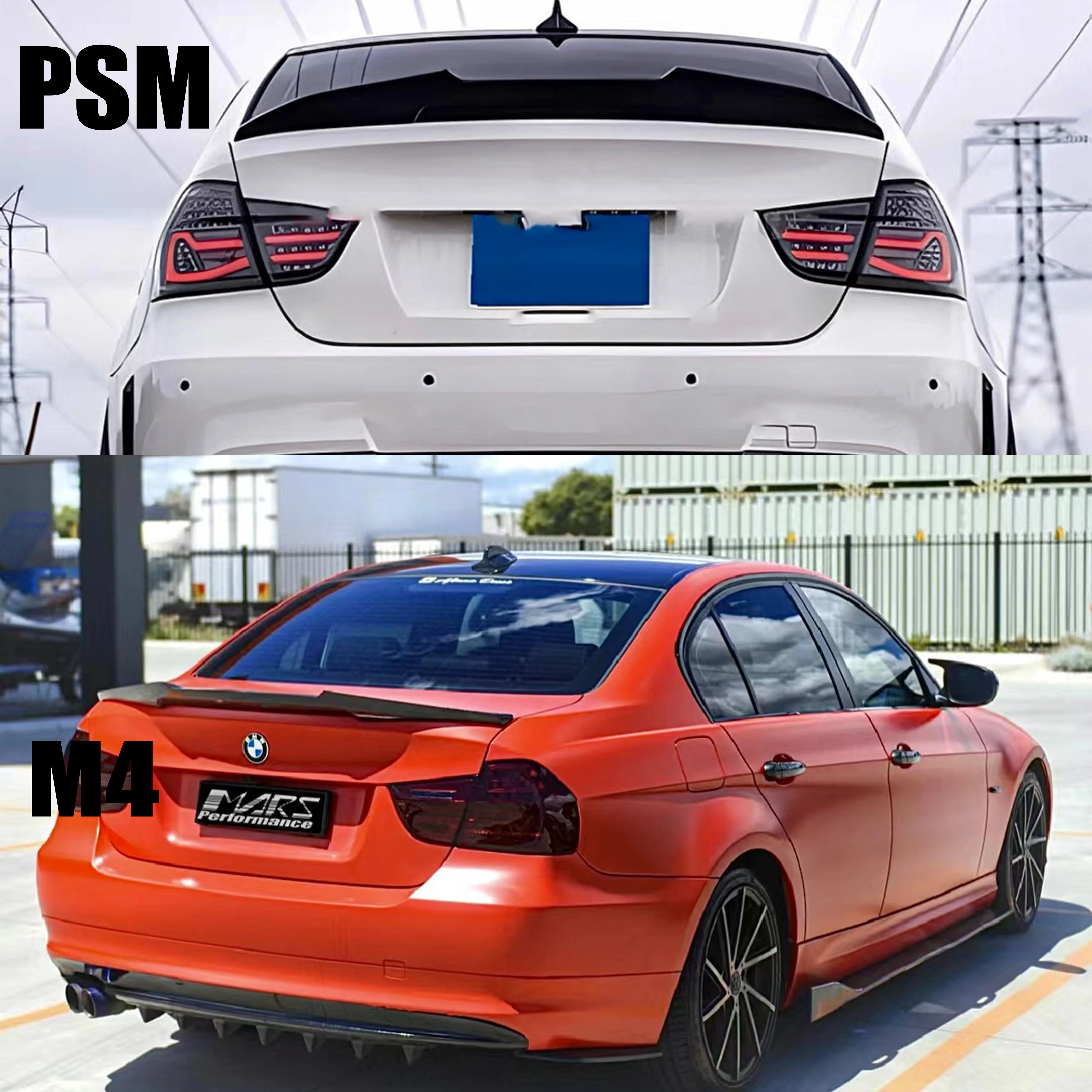 Dla BMW serii 4 E90 E92 E93 2005-2014 320 330 325 M4 PSM modyfikacja samochodu z włókna węglowego, pokrywa bagażnika czarny błyszczący spoilera