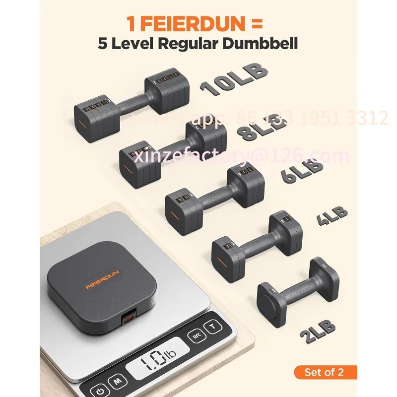 ชุดดัมเบลปรับน้ำหนักได้ 5-in-1 แบบปรับแต่งได้ จำนวน 2 ชิ้น น้ำหนัก 20 ปอนด์/10 ปอนด์ สำหรับผู้หญิง