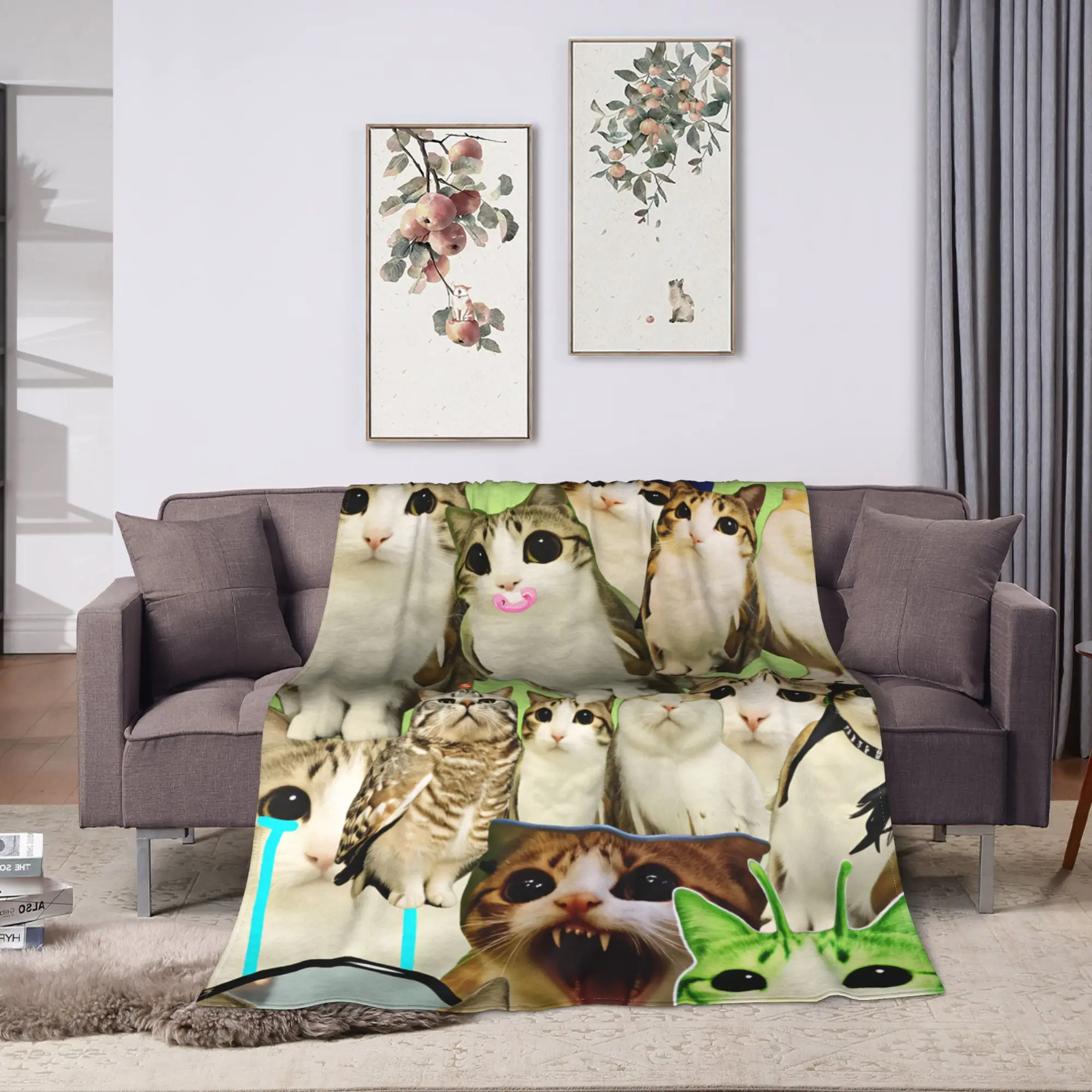 Chaos Meowl Cat Collage Blanket Quality Comfortable  Bedding Throws Autumn Travel Chair Sofa Bed Pattern Bedspread