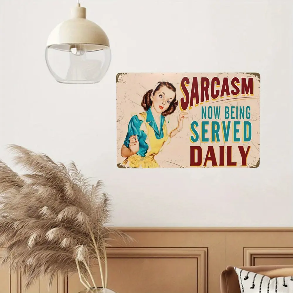 Lustiges Retro-Metall zinnschild, Sarkasmus, jetzt täglich serviert, Vintage Wand plakette, Plakat für Cafe, Bar, Küche, Wand dekor Geschenk – Detail 3