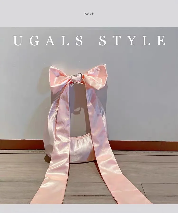 

Luxury Fashion Satin Moon Bag Women's Handbag Big Bow Knot Evening Bag Wedding Party Clutch Purse Female Shoulder Underarm Bag