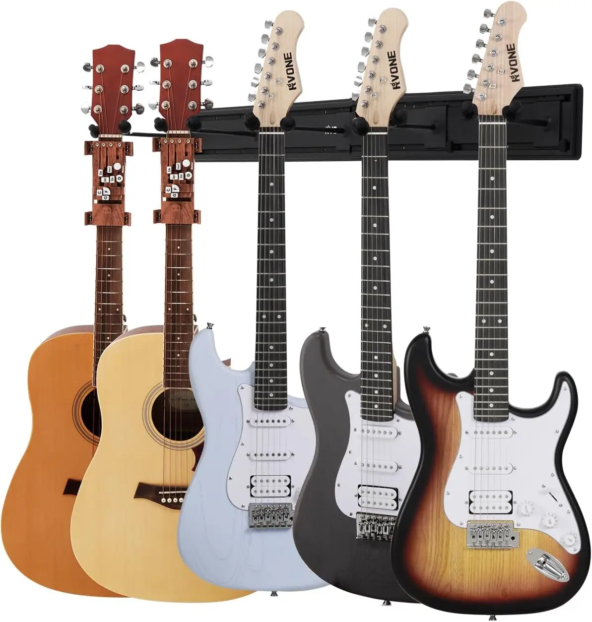 

Guitar Wall Mount for Multiple Instruments, Adjustable Rubber Cradles, Strong Aluminum Holder for Acoustic Electric Bass Violin Ukulele