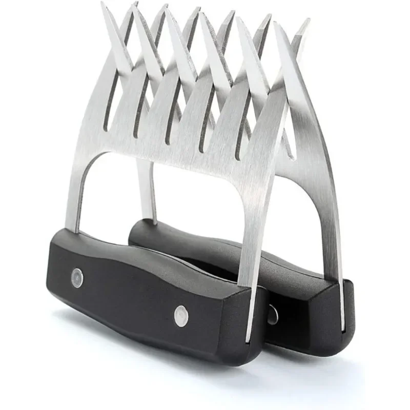 Metal Meat Shredder Bear Claw Stainless Steel Meat Forks With Handle BBQ Meat Handler For Pulling Shredding Ultra-Sharp Blades