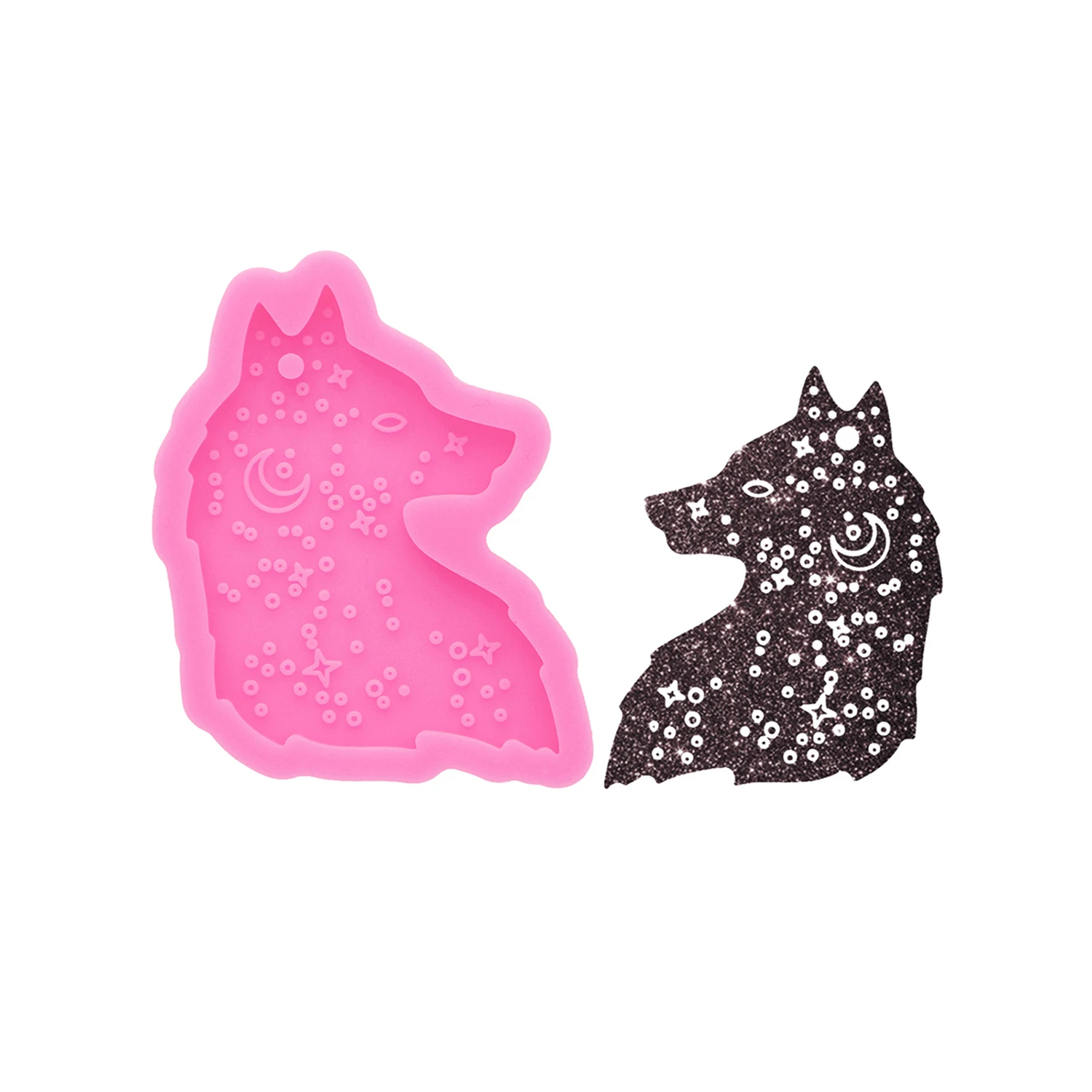 Wolf Fox Keychain Silicone Mold Animal Shape Epoxy Resin Casting Mold for DIY Pendant Earring Charm Jewelry Making