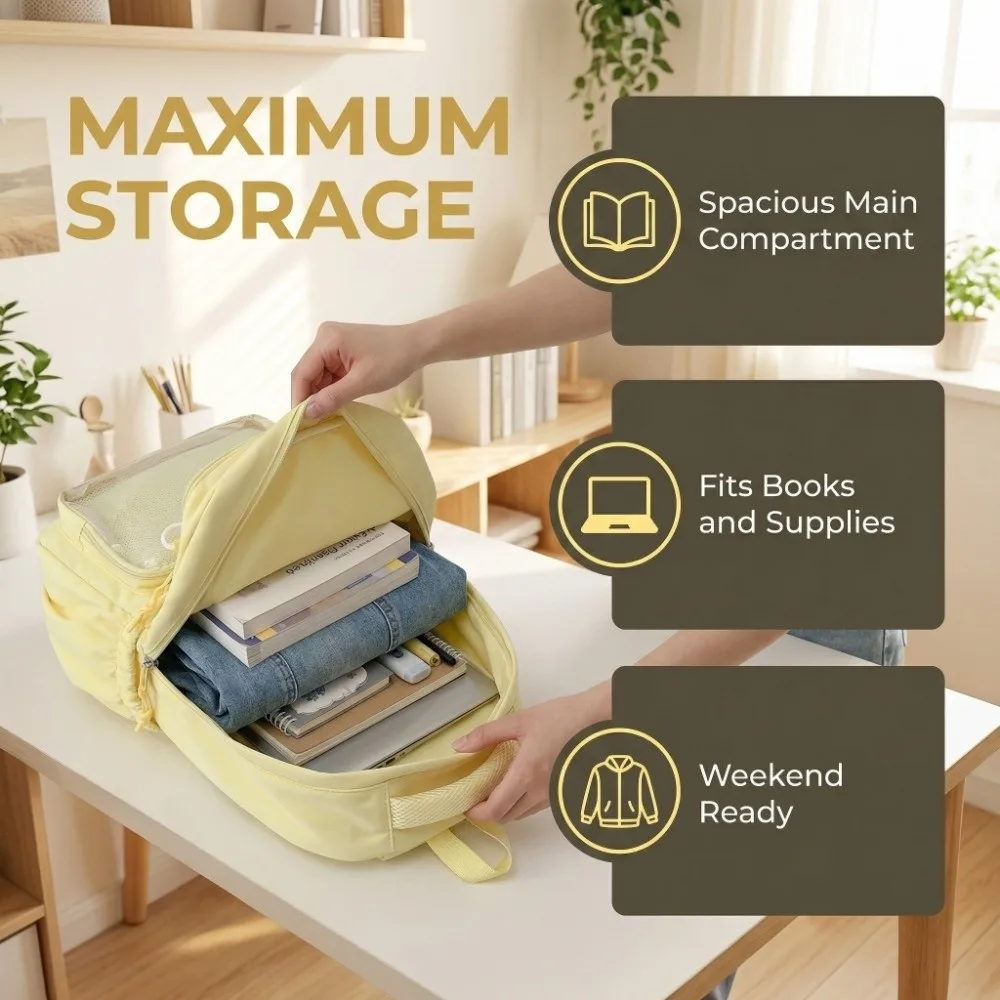 Solid Color Nylon Ita Backpack Durable Transparent Students School Bag Fixed Webbing Dustproof Large Capacity Daypack School