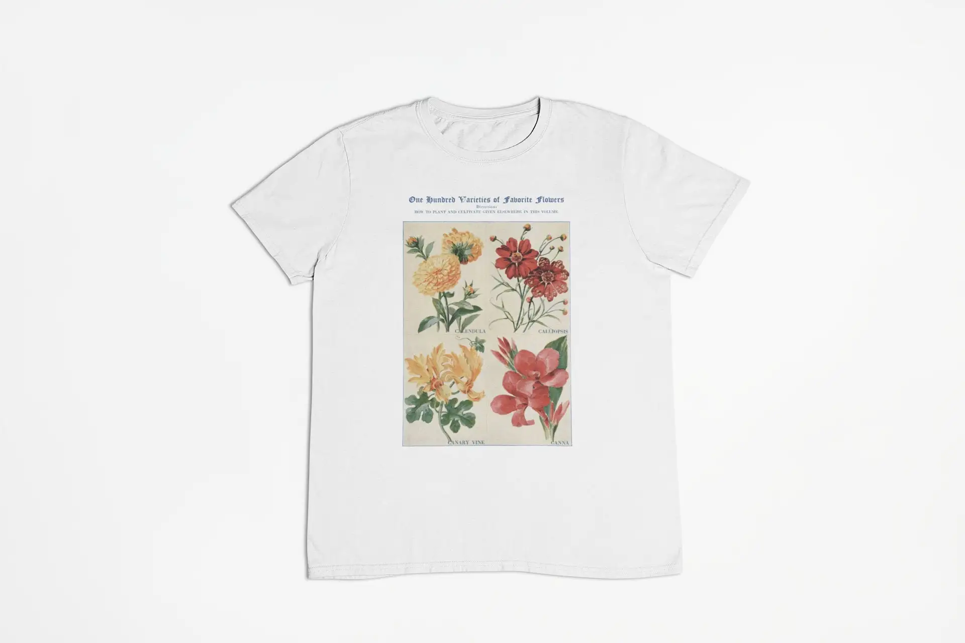 Wildflowers T Shirt Calendula Calliopsis Canary Vine Canna Flower