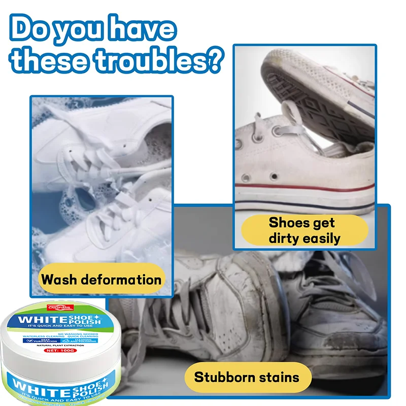 All-in-one white shoe cleaning cream - removes dirt while nourishing the shoe surface and restoring a clean white finish - recom