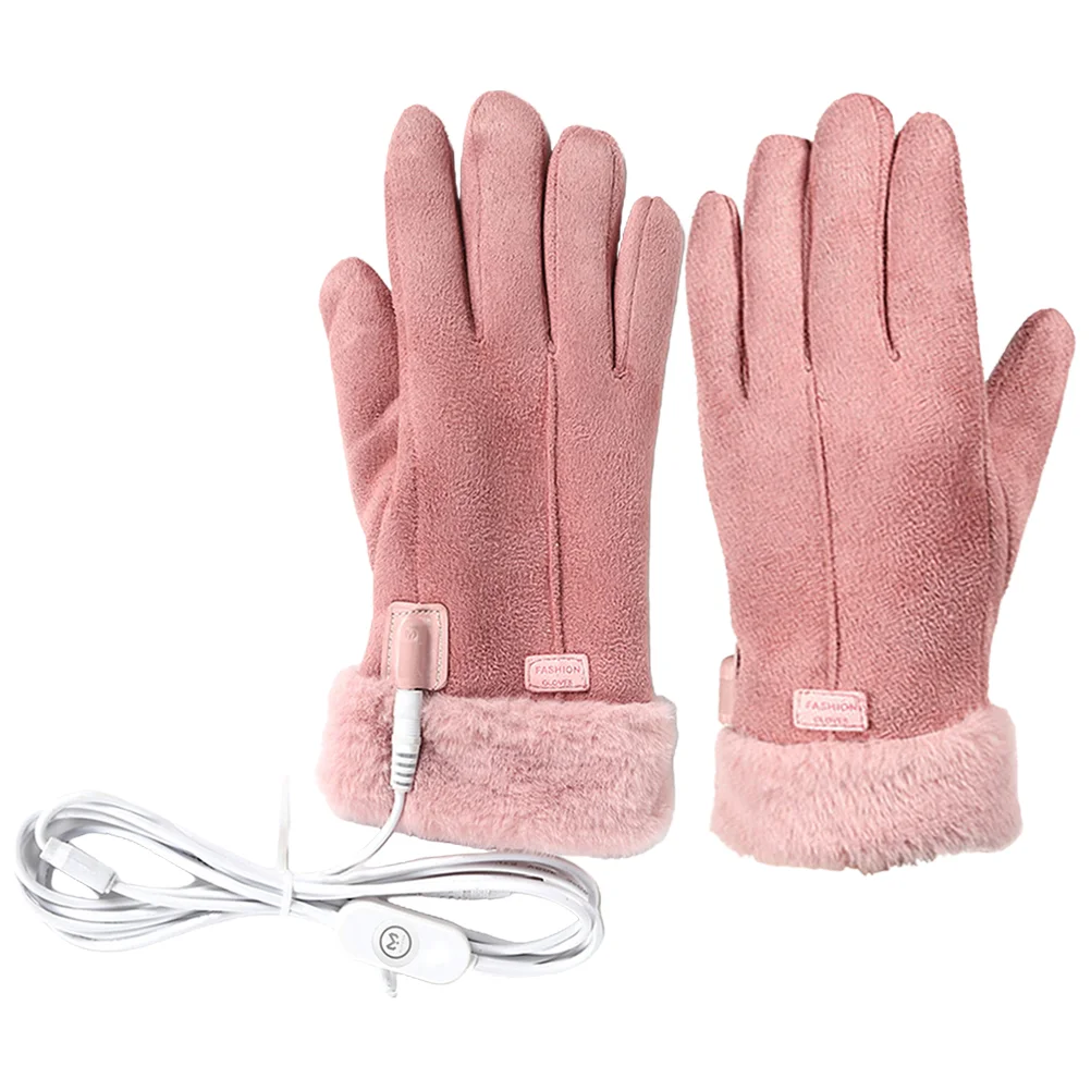 Batteries Electric Gloves Warm Windproof Protection Heated Winter Mitts Pink Portable Hand Warmers Woman