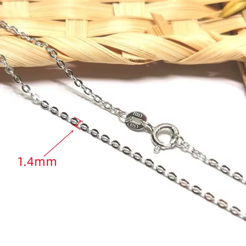 1 Piece Solid 925 Sterling Silver 1.4mm  Oval Chain Necklace 50cm 45cm DIY Jewelry Making