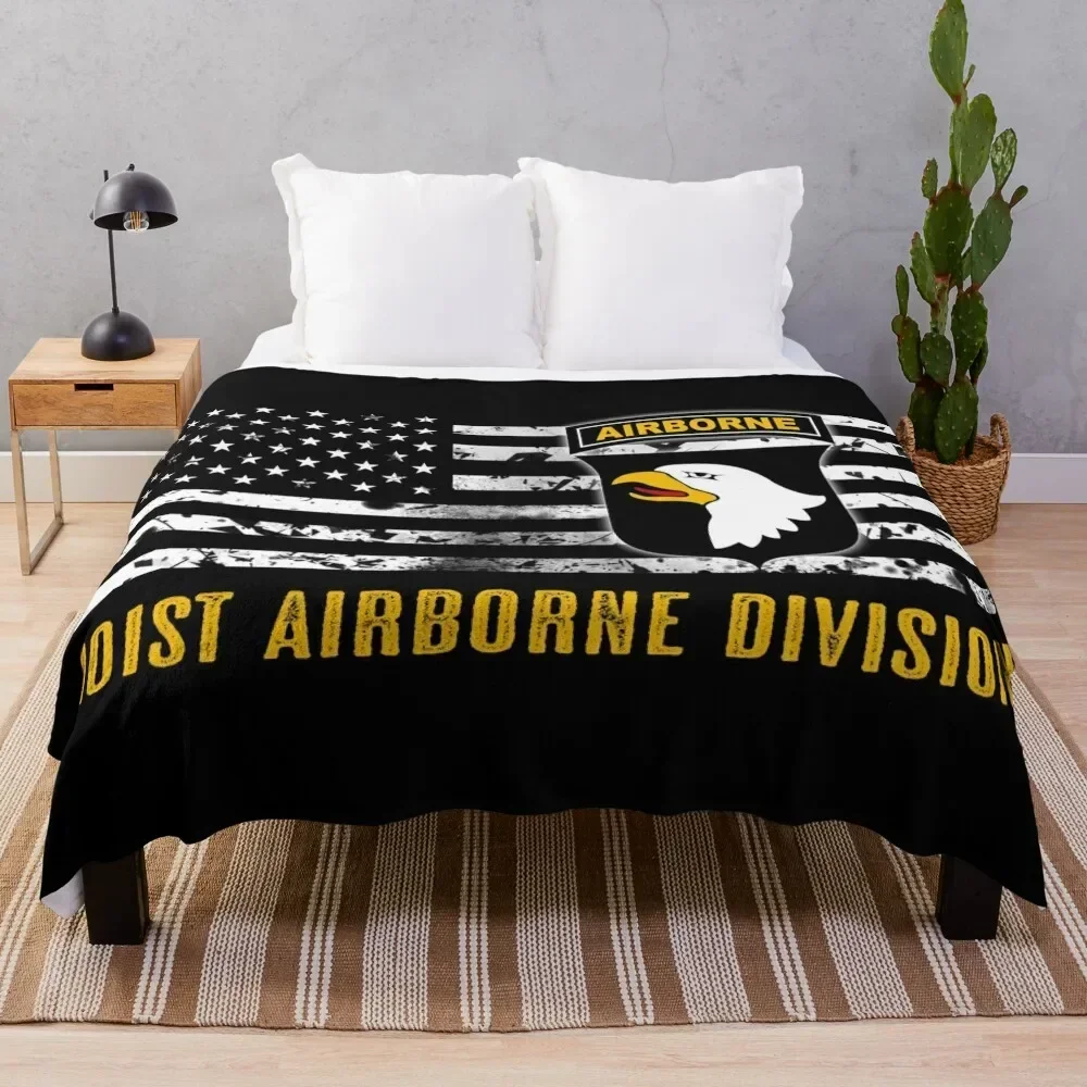 101st Airborne Division (Distressed Flag) Throw Blanket Decorative Sofas Soft Blankets