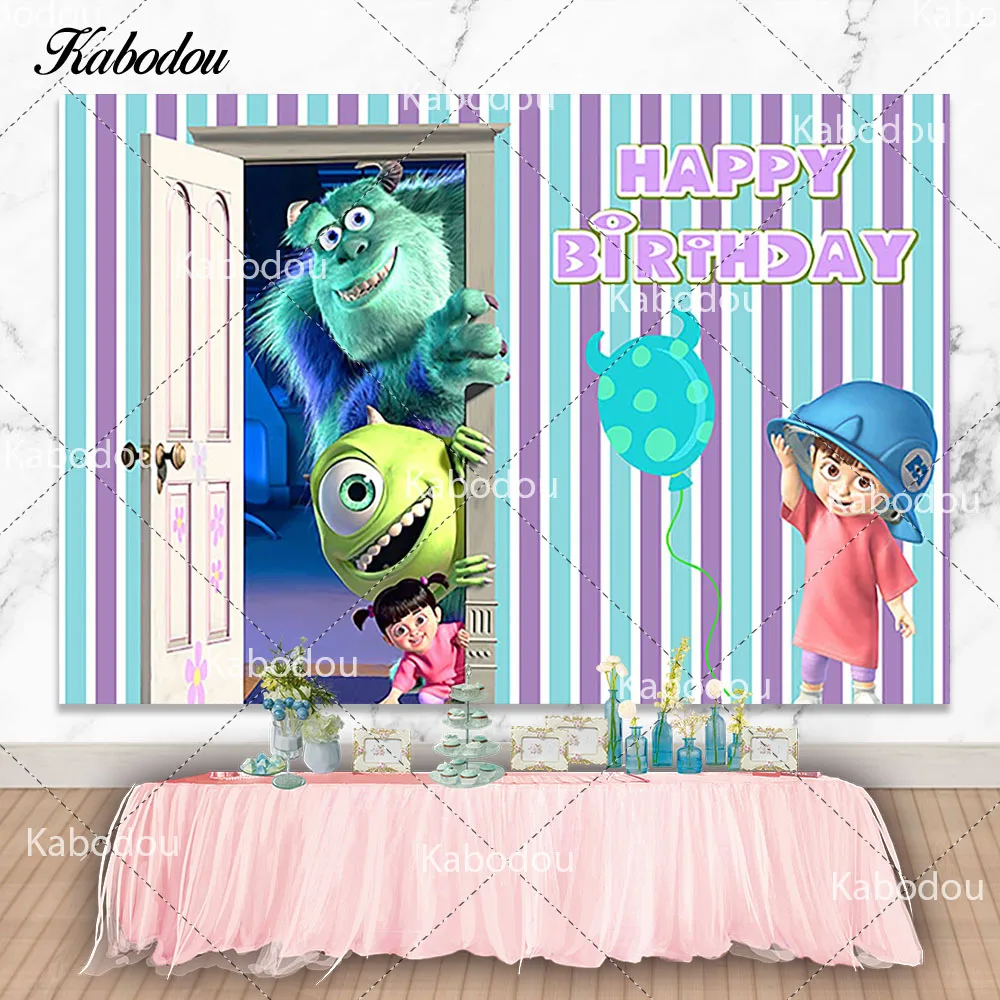 Monsters University Inc Photo Backdrop Disney Little Boo Boys Girls Birthday Baby Shower Photography Background Decor Props