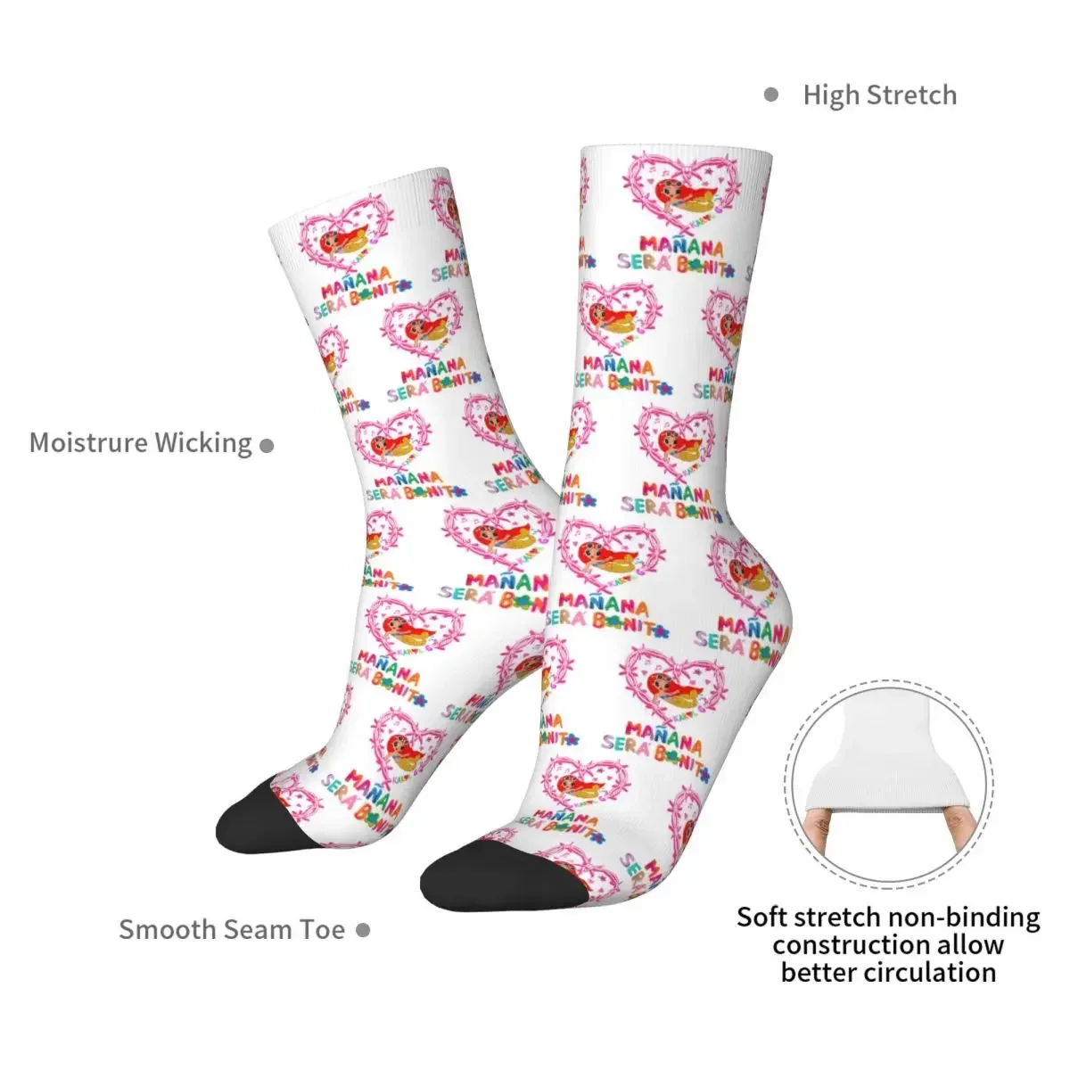 Karol G Manana Sera Bonito Socks Harajuku Sweat Absorbing Stockings All Season Long Socks Accessories for Unisex Gifts