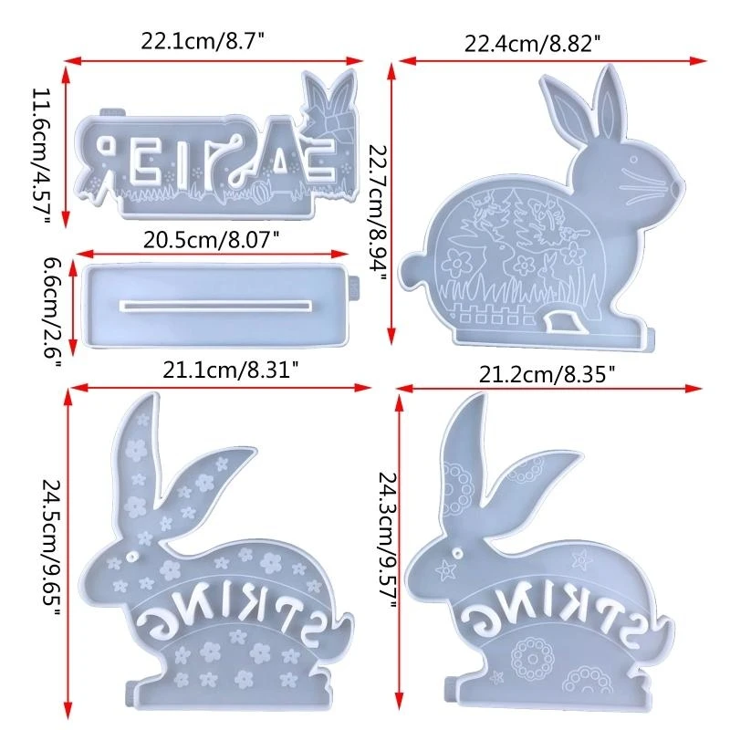 F92dイースターウサギバニーデスクトップ装飾エポキシ樹脂カビのテーブルサインプラーク図