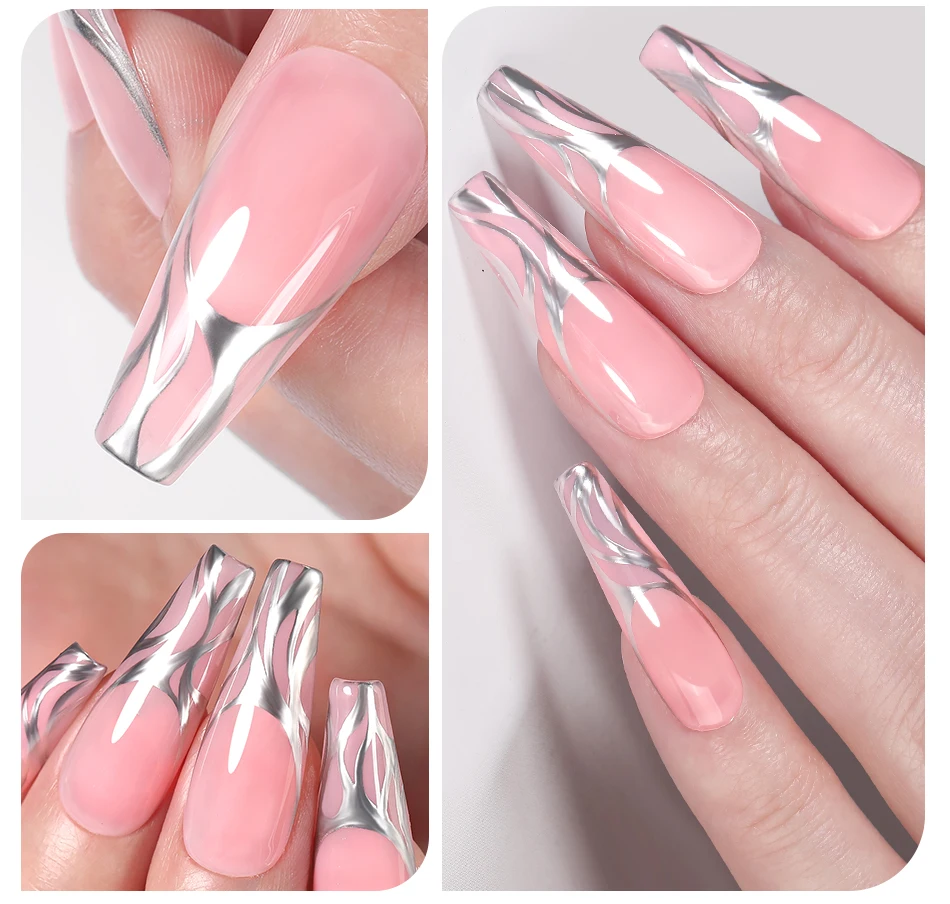 BORN PRETTY 5 ml Metallic-Malerei-Gel-Nagellack, starke Silber-Effektion, Nagelkunst, Soak Off Gel-Nagellack, silbernes Spiegel-Gel – Detail 10