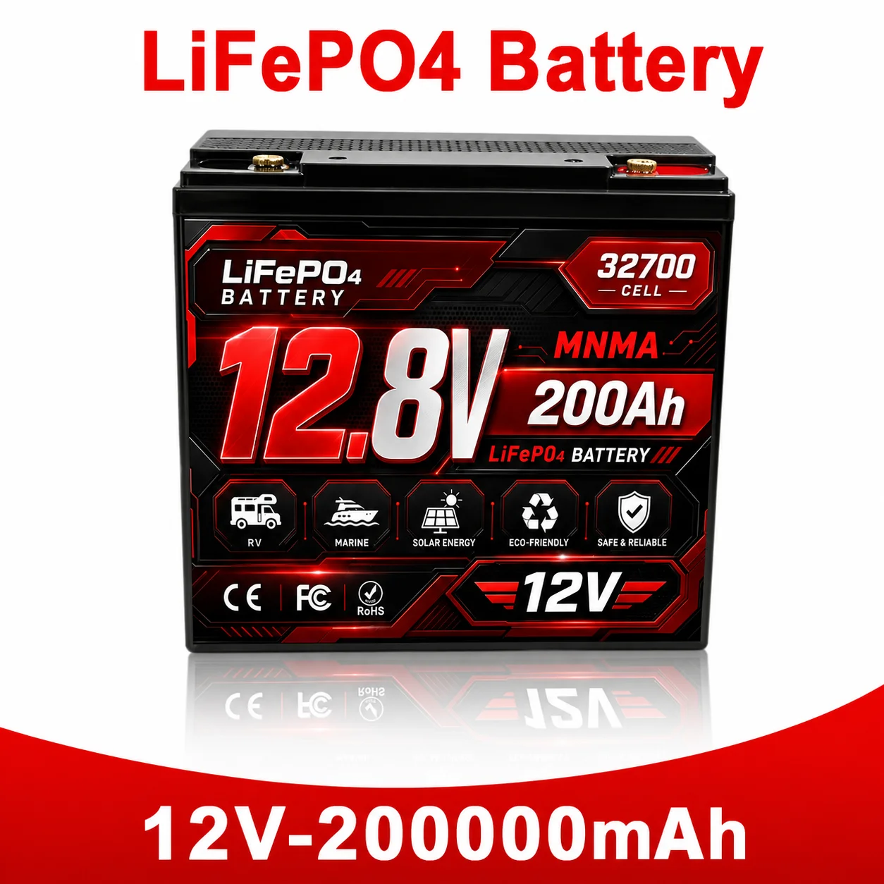 12V LiFePO4 Lithium Battery 150Ah 180Ah 200Ah Built-in BMS 8000+ Cycles Deep Cycle Battery For Solar System Boat RV Free Tax