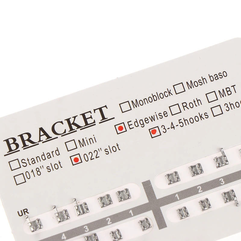 Neues 20-teiliges Set Dental-Orthodontie-Mini-Edgewise-Metallbrackets 3 mit Haken 3 4 5 mit Haken/ohne Haken – Detail 1