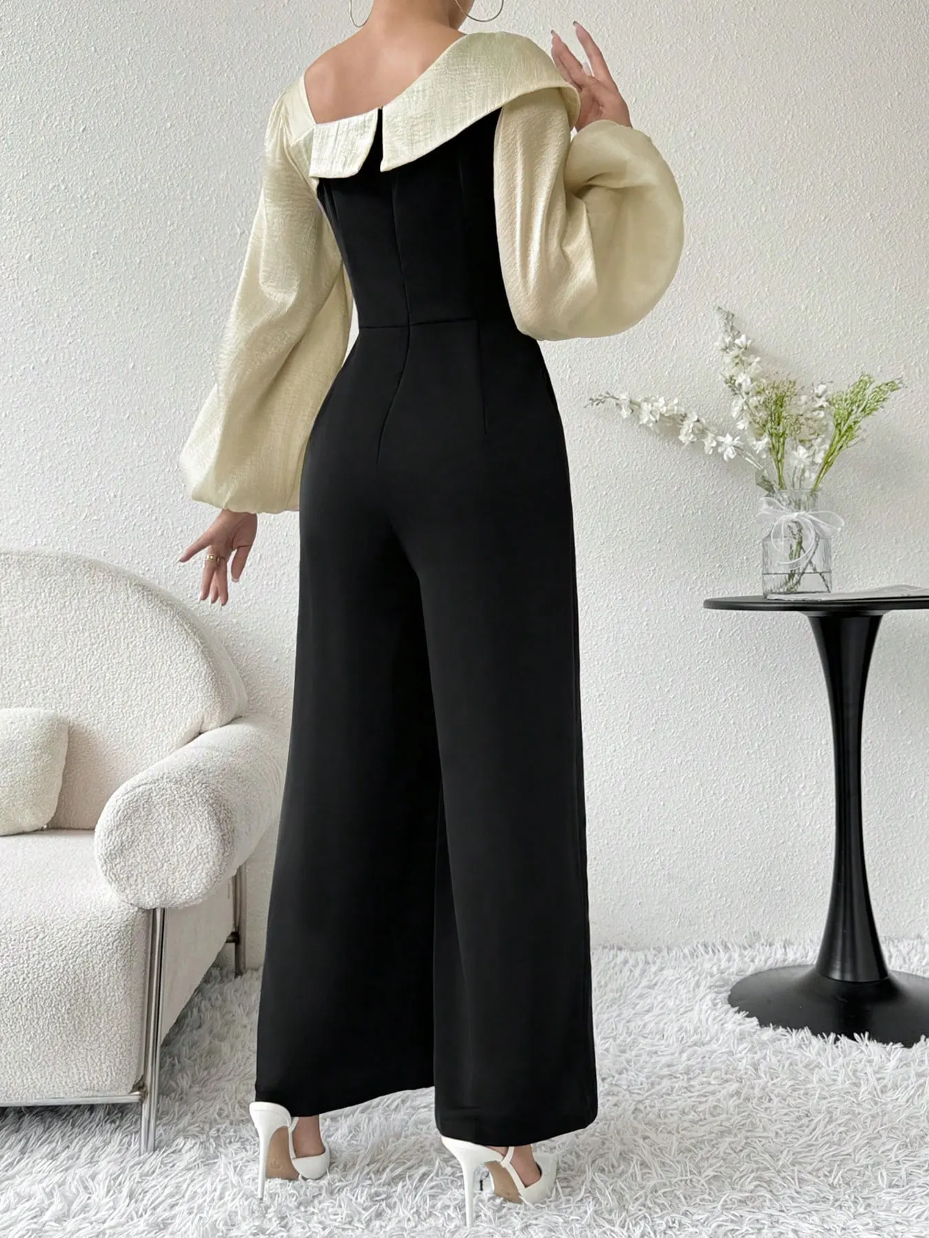 Frauen Spleißen Overalls Herbst Mode Neue Beiläufige Dünne Lange Ärmel Persönlichkeit Asymmetrische Kragen Strampler Streetwear Kleidung