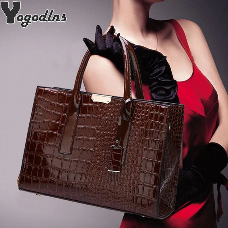 Luksusowe torebki aligator projektant PU skóra lakierowana torba Crossbody dla kobiet Tote Retro damska torba na ramię typu Messenger Bolsa