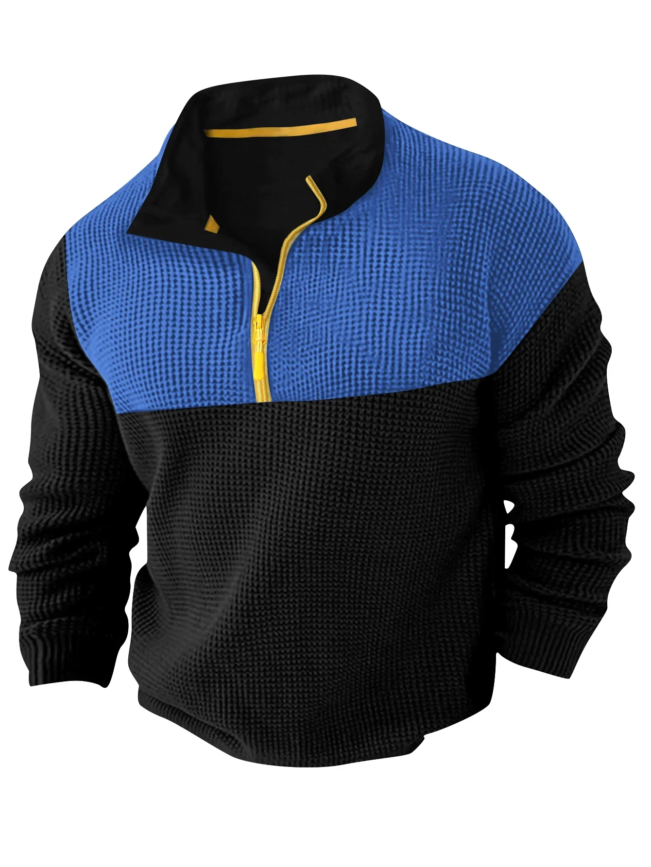 GELITAYIN New Spring Autumn Men's Athleisure Workout Color Matching Zipper Long Sleeve T-shirt High Quality Gym Sport Shirt Tops