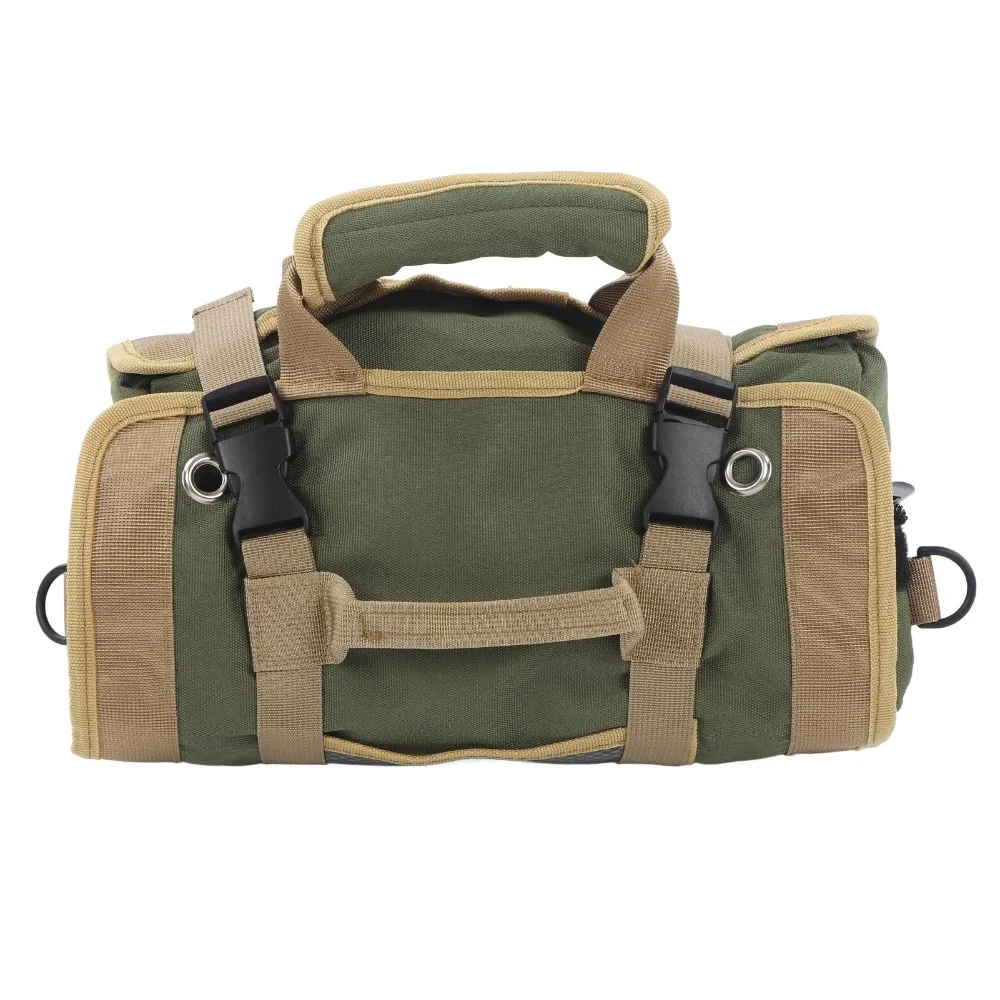 Oxford Cloth Roll Up Tool Bag Separate Pockets Professional Portable Tool Storage Bag Green Color Easy Carry