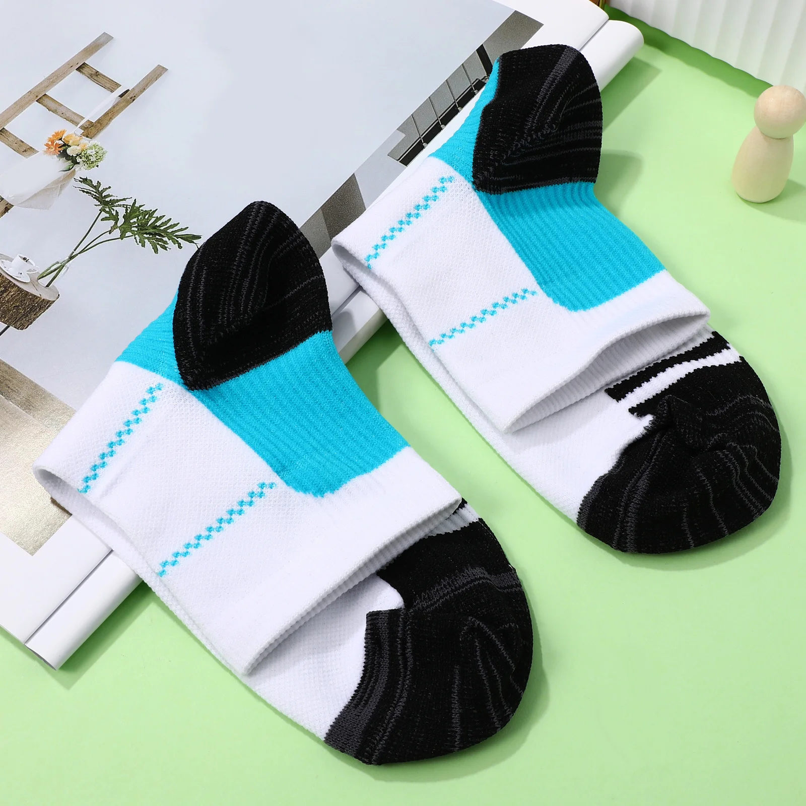 

Pair Nylon Foot Compression Socks Heel Pain Relief Plantar Fasciitis Support Blue White Cushion Pad Foot Compression Socks