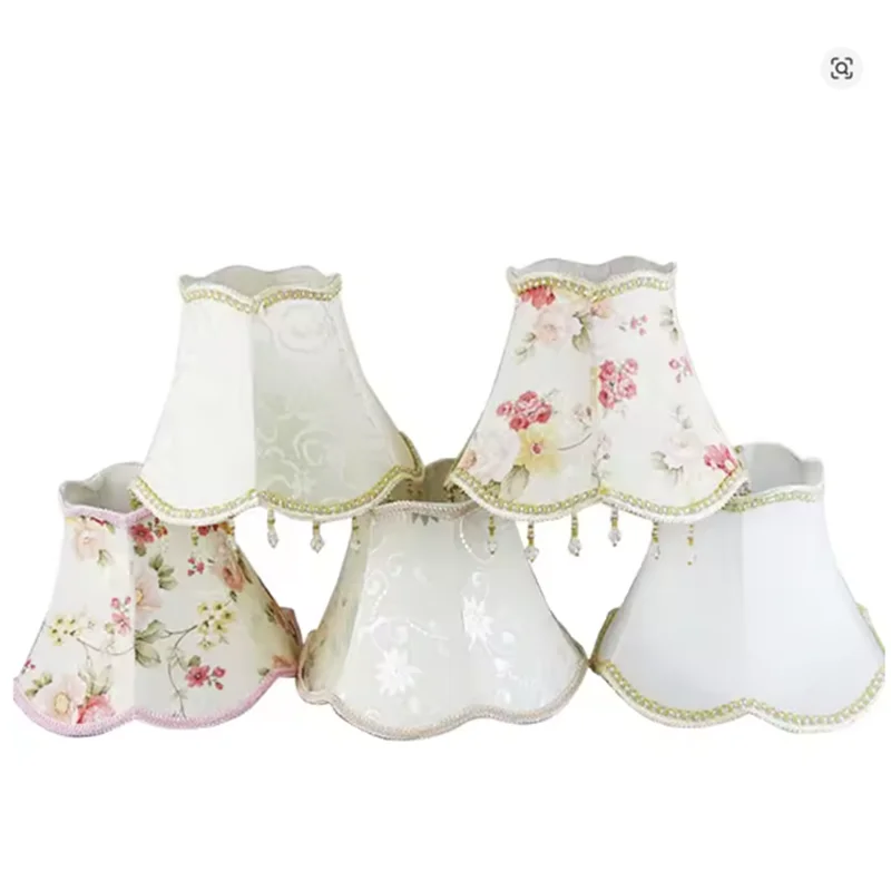 

Painting Flower Fabric Lampshade With Beads, Modern European Style Table Lamps, Floor Lighting Shades,E27 Hole 4cm
