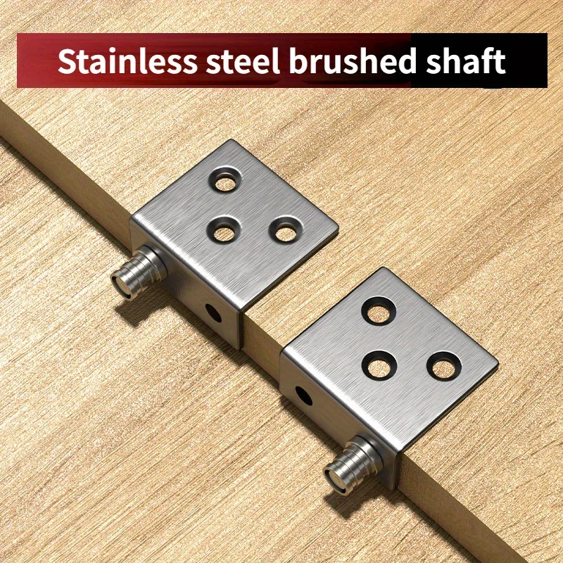 2pcs/set Stainless Steel Hidden Hinge, CT Corner Code Heaven and Earth Pivot Cabinet Door Upper and Lower Hinge