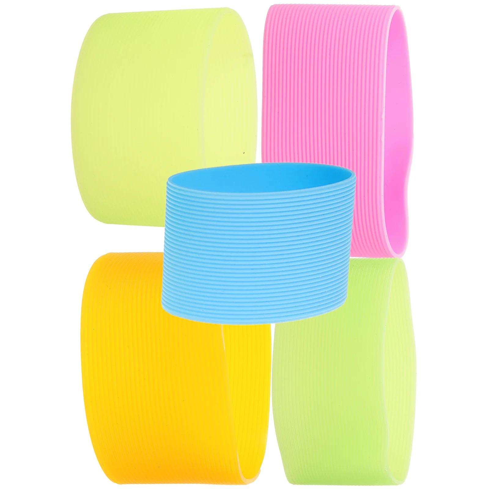 

5 Pcs Cup Protector Silicone Drinkware Sleeve Heat Insulated Bottle Band Glass Cup Cover Anti Scald Silica Gel No Odor