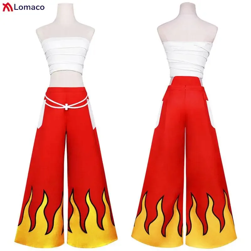 Disfraz de Erza Scarlet para mujer, peluca, tatuaje, pegatina, pantalones, Tops de tubo blancos, traje de Carnaval de Halloween, Anime nuevo, 2025 ❤ ❤   $zz