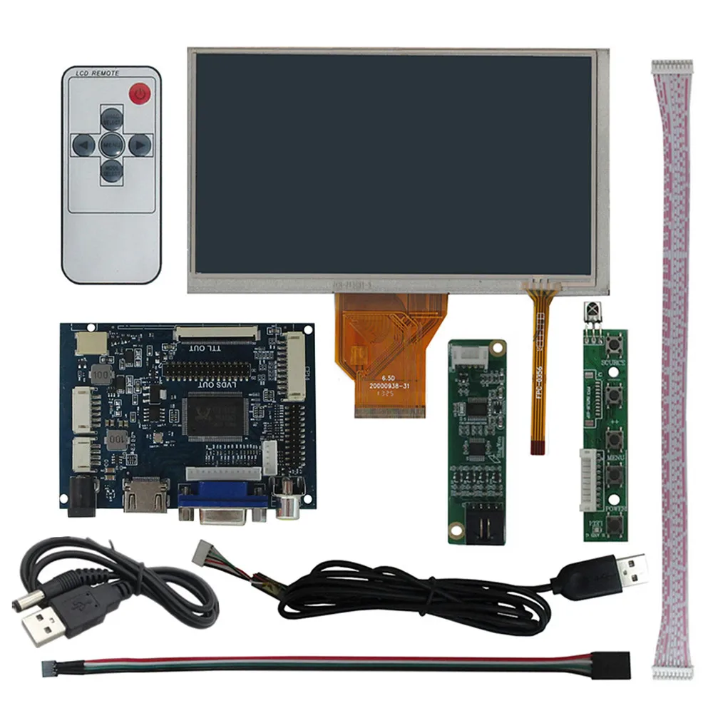 6.5 Inch AT065TN14 LCD Screen Display VGA AV HDMI-Compatible Driver Control Board Digitizer Touchscreen For Raspberry Pi Monitor