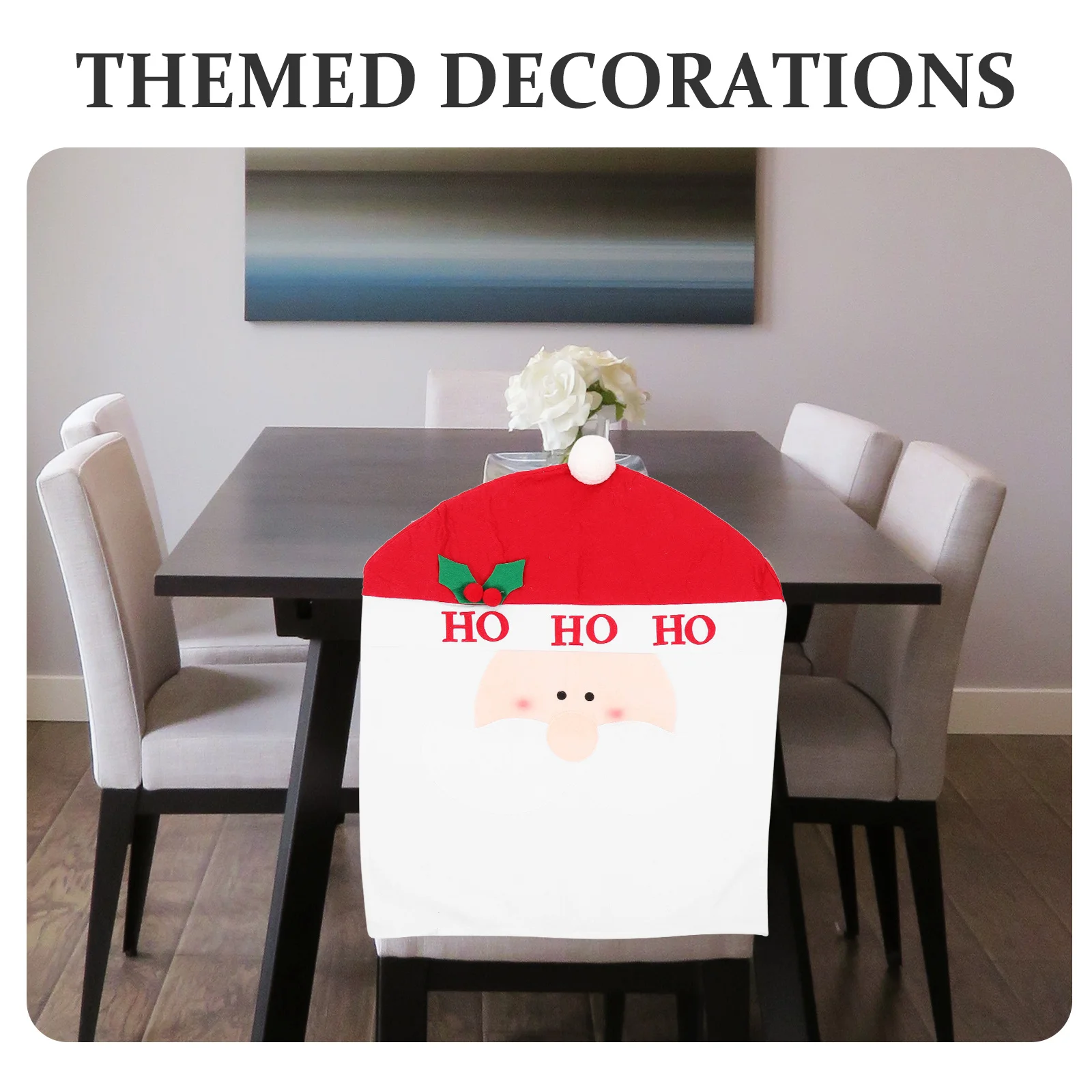 

1Pcs Christmas Chair Cover Santa Claus Printed Seat Slipcover Dining Room Decor Xmas Supplies Seat Protector for Holiday Home