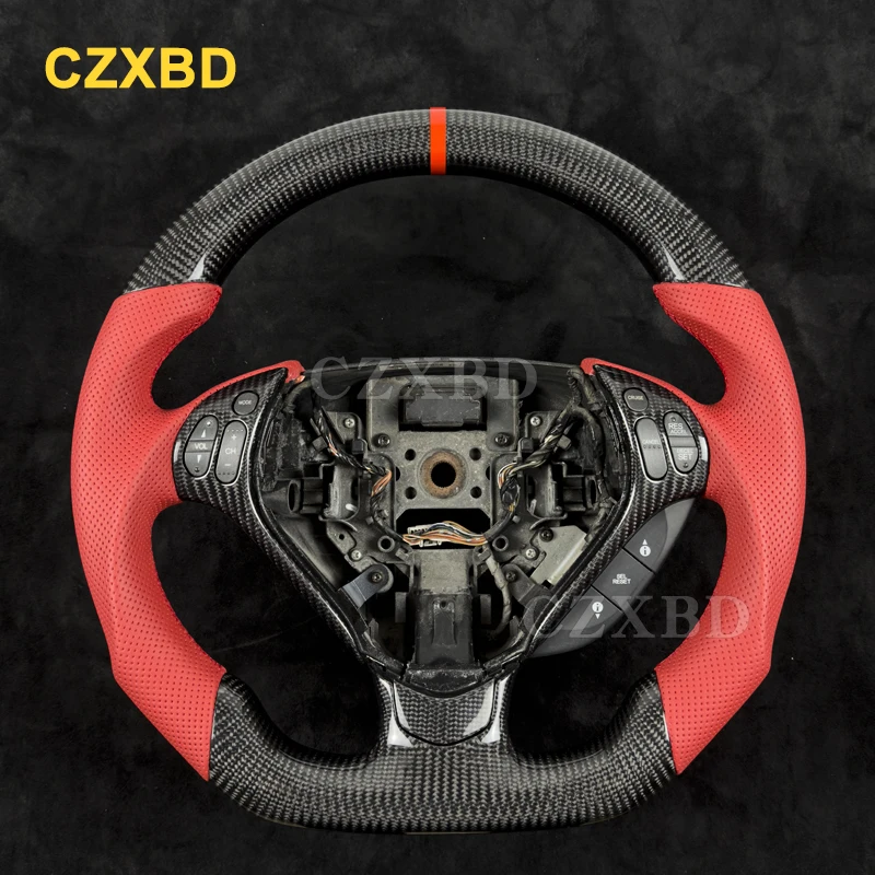 

Подходит для Honda ACURA TL 2007, настоящее глянцевое черное рулевое колесо из углеродного волокна, высококачественная кожа по индивидуальному заказу