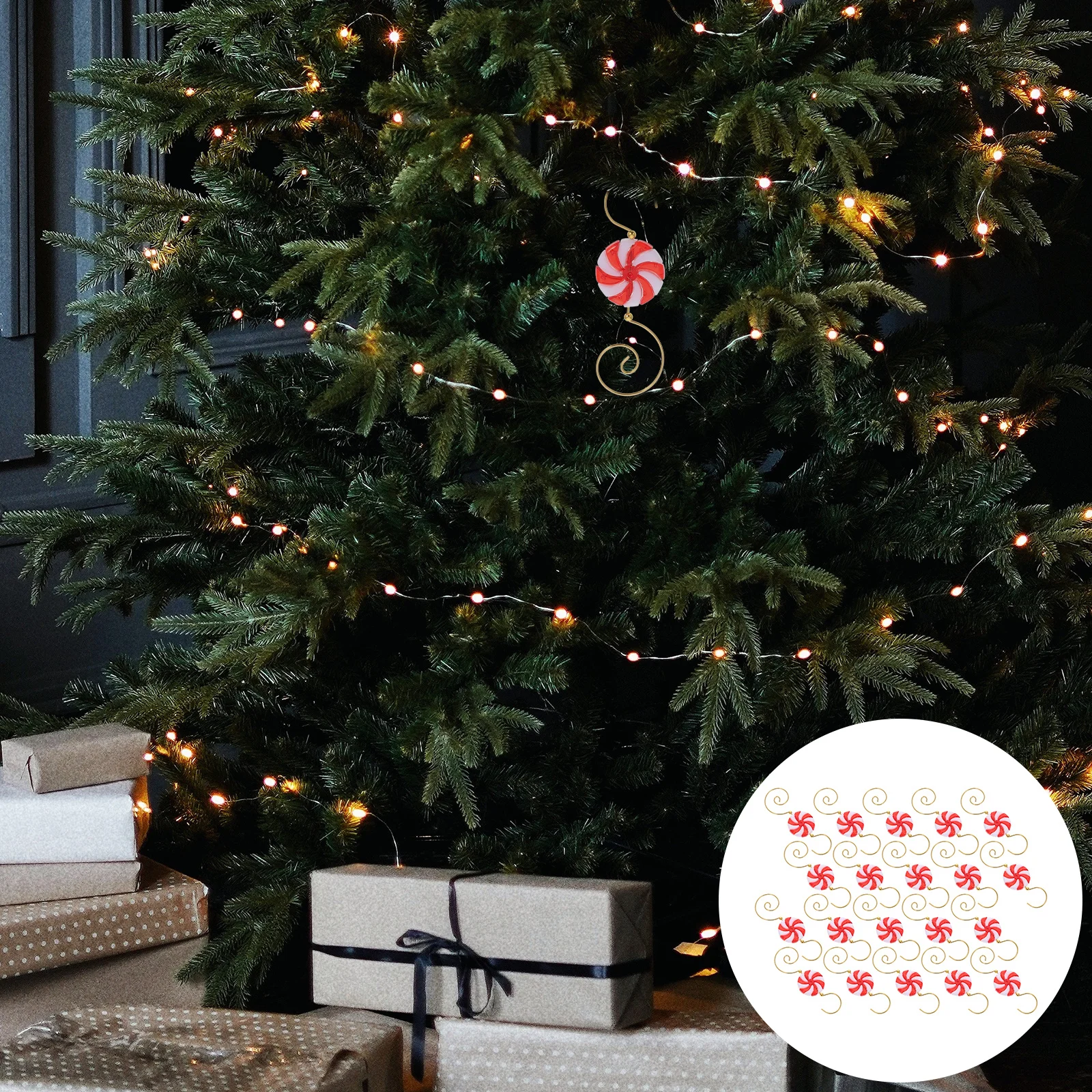 

20pcs Windmill Candy Christmas Decorative Iron Hanging For Tree Pendant Ornament Gift Lantern Holder Xmas Decorative Hooks Iron