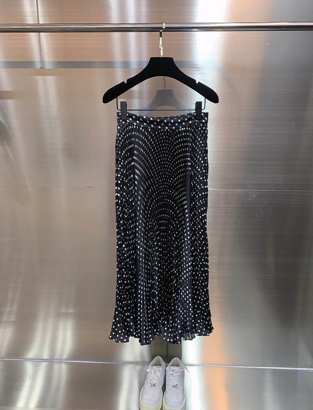 

Ele Pleated Midi Skirt Slimming A-Line Design High Waist Cotton Blend Commuter Sle New Summer Collection 2025