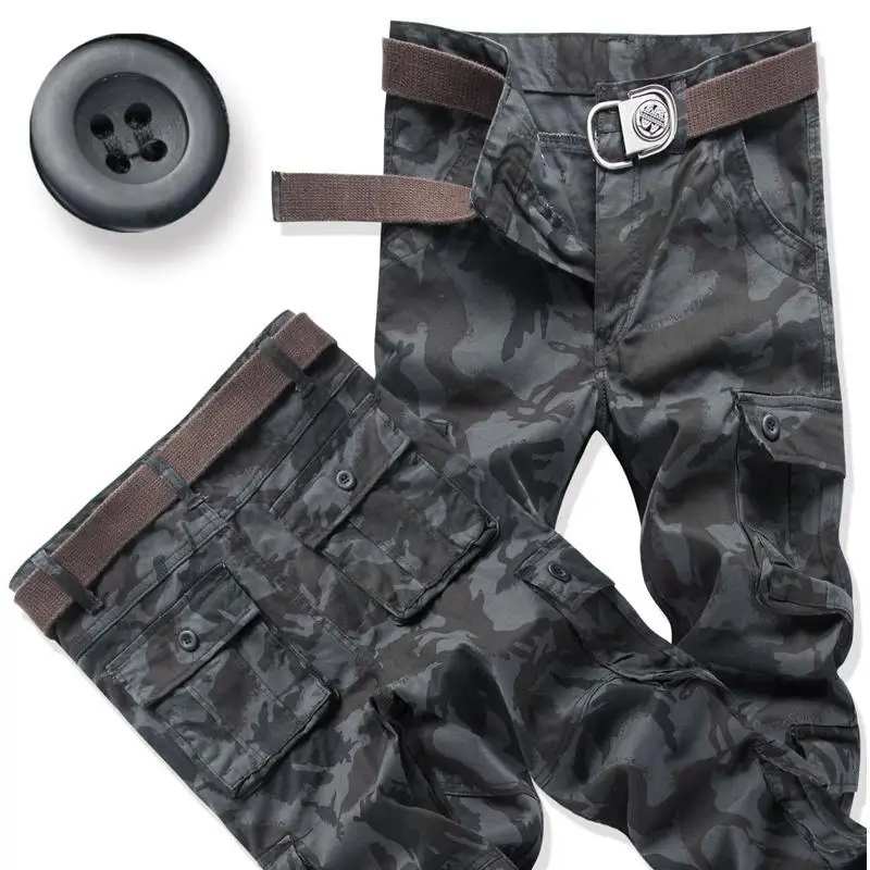 

Men's Loose Straight Casual Pants Multi-Pocket Camouflage Overalls Men's Pants Outdoor Sports Large Size 44 Tactical Army Pants