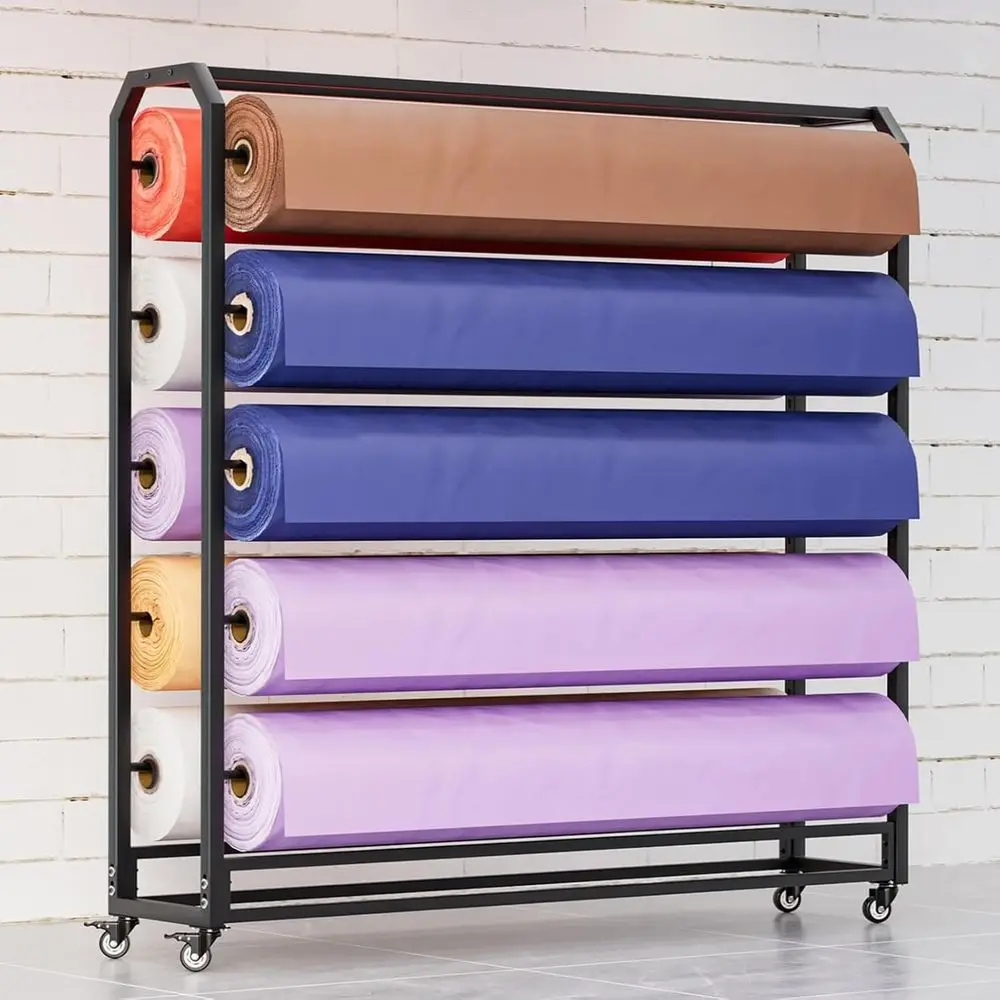 

68.9IN W Commercial abric Roll Rack, Loads 660 LBS, Large Movable Dispaly Rack with Wheels or abric Roll/Window ilm/Walaper Orga