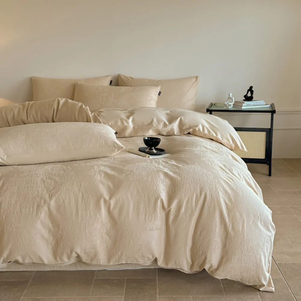 Premium 100% Cotton Bedding Set Xinjiang Long Staple Cotton Simple High End Bed Linen Duvet Cover Full Set
