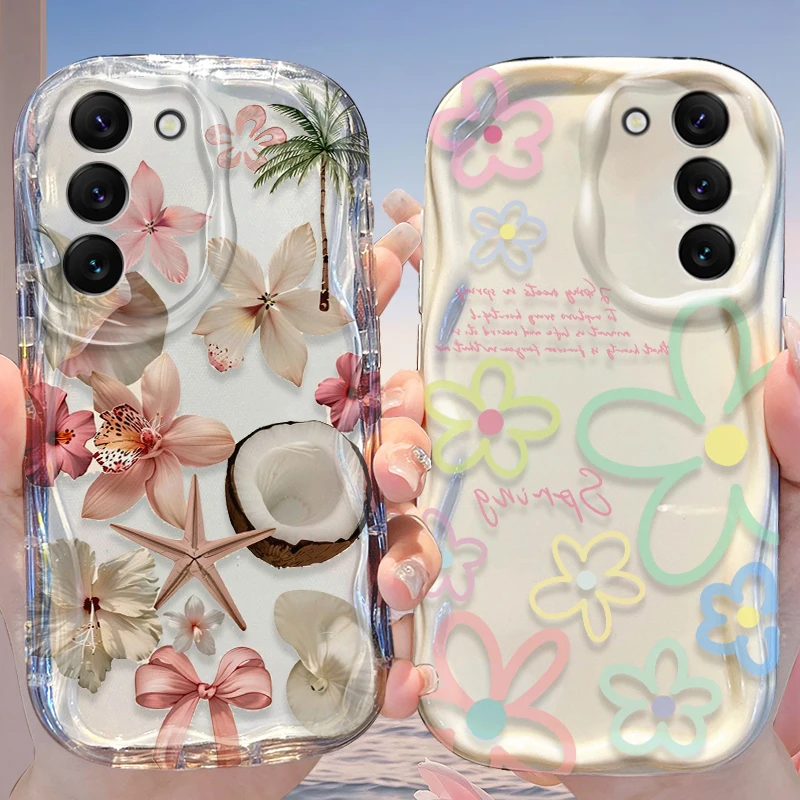 Ins Pastel Daisy Beach Case for Samsung Galaxy S26 S25 S24 Plus S23 Ultra S22 S21 S20 FE A73 A71 4G A57 A56 A55 A54 5G Cover
